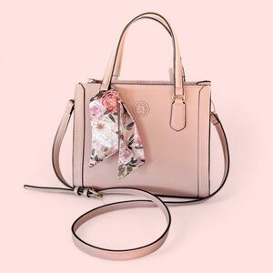 NWOT Nanette Lapore Pink Blush Pebble Vegan Leather Convertible Handbag